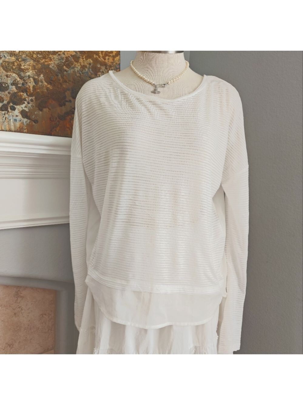 White Textured Women's Blouse